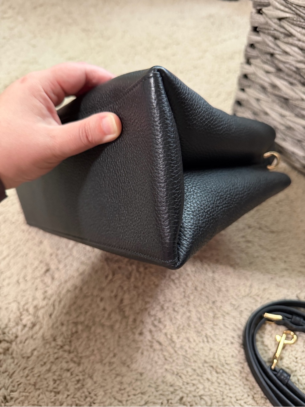 Tory Burch Britten Black Pebbled Leather Satchel Crossbody Shoulder Bag EUC - Picture 5 of 14